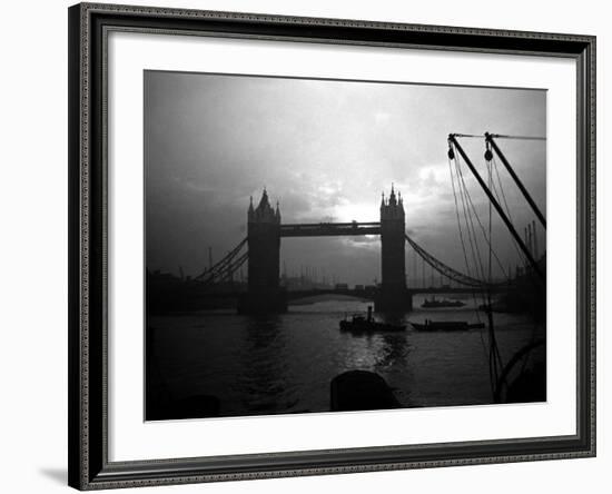 View of Tower Bridge Over the River Thames in London, 1935-null-Framed Photographic Print