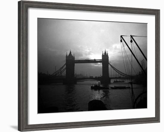 View of Tower Bridge Over the River Thames in London, 1935-null-Framed Photographic Print