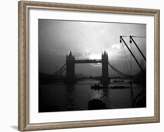 View of Tower Bridge Over the River Thames in London, 1935-null-Framed Photographic Print