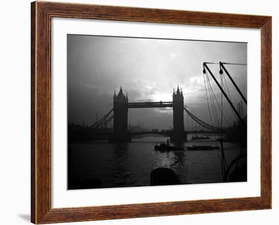 View of Tower Bridge Over the River Thames in London, 1935-null-Framed Photographic Print