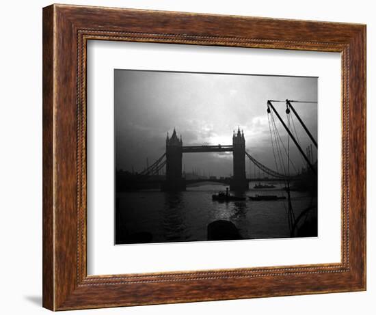 View of Tower Bridge Over the River Thames in London, 1935-null-Framed Photographic Print