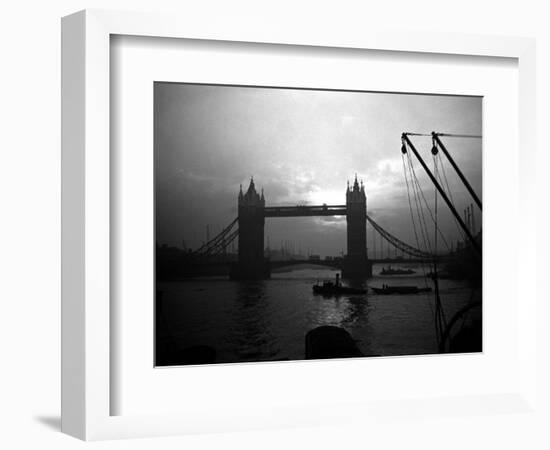 View of Tower Bridge Over the River Thames in London, 1935-null-Framed Photographic Print