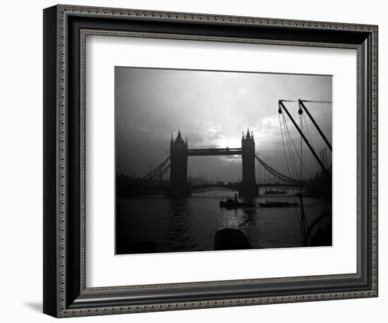 View of Tower Bridge Over the River Thames in London, 1935-null-Framed Photographic Print