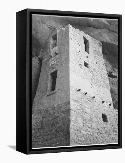 View Of Tower Taken From Above "Cliff Palace Mesa Verde National Park" Colorado 1933-1941-Ansel Adams-Framed Stretched Canvas