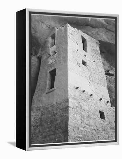 View Of Tower Taken From Above "Cliff Palace Mesa Verde National Park" Colorado 1933-1941-Ansel Adams-Framed Stretched Canvas