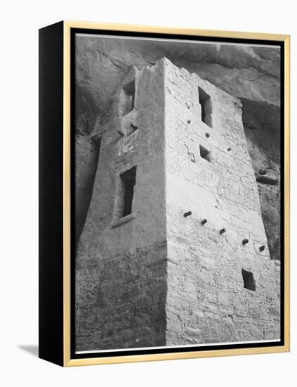 View Of Tower Taken From Above "Cliff Palace Mesa Verde National Park" Colorado 1933-1941-Ansel Adams-Framed Stretched Canvas