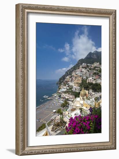 View of town and beach, Positano, Amalfi Coast (Costiera Amalfitana), UNESCO World Heritage Site, C-John Miller-Framed Photographic Print