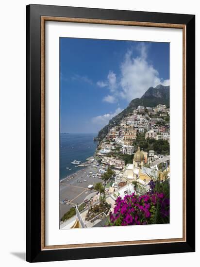 View of town and beach, Positano, Amalfi Coast (Costiera Amalfitana), UNESCO World Heritage Site, C-John Miller-Framed Photographic Print