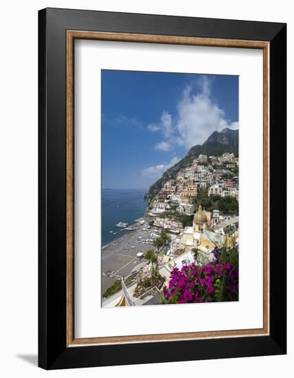 View of town and beach, Positano, Amalfi Coast (Costiera Amalfitana), UNESCO World Heritage Site, C-John Miller-Framed Photographic Print