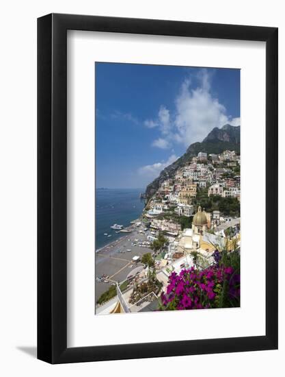 View of town and beach, Positano, Amalfi Coast (Costiera Amalfitana), UNESCO World Heritage Site, C-John Miller-Framed Photographic Print