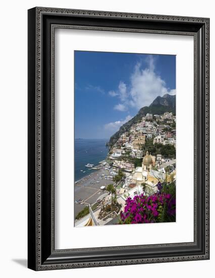 View of town and beach, Positano, Amalfi Coast (Costiera Amalfitana), UNESCO World Heritage Site, C-John Miller-Framed Photographic Print