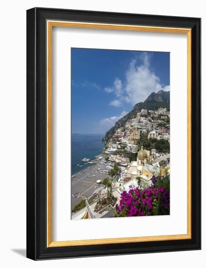 View of town and beach, Positano, Amalfi Coast (Costiera Amalfitana), UNESCO World Heritage Site, C-John Miller-Framed Photographic Print