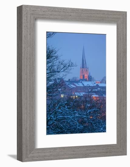 View of Town and Crooked Spire Church, Chesterfield, Derbyshire, England, United Kingdom, Europe-Frank Fell-Framed Photographic Print