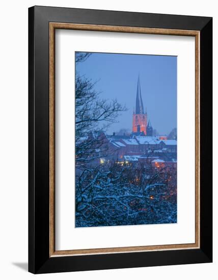 View of Town and Crooked Spire Church, Chesterfield, Derbyshire, England, United Kingdom, Europe-Frank Fell-Framed Photographic Print