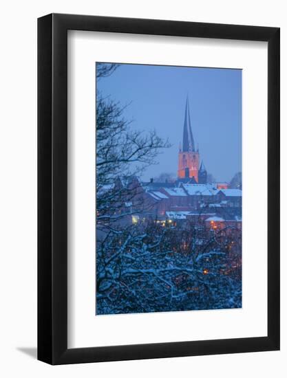 View of Town and Crooked Spire Church, Chesterfield, Derbyshire, England, United Kingdom, Europe-Frank Fell-Framed Photographic Print