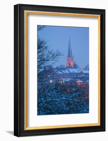 View of Town and Crooked Spire Church, Chesterfield, Derbyshire, England, United Kingdom, Europe-Frank Fell-Framed Photographic Print