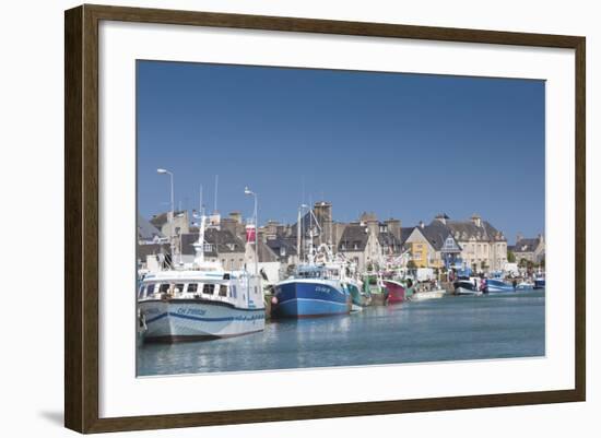 View of Town and Port, Saint Vaast La Hougue, Normandy, France-Walter Bibikow-Framed Photographic Print