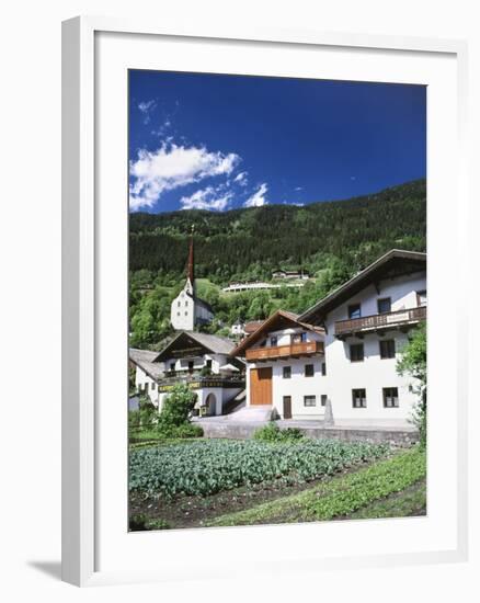 View of Town, Churches and Houses, Oetz, Tyrol, Austria-Walter Bibikow-Framed Photographic Print