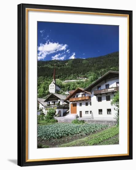 View of Town, Churches and Houses, Oetz, Tyrol, Austria-Walter Bibikow-Framed Photographic Print