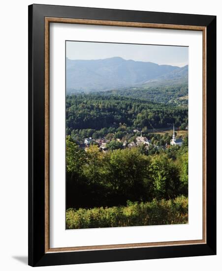 View of Town with Mountain, Stowe, Vermont, USA-Walter Bibikow-Framed Photographic Print