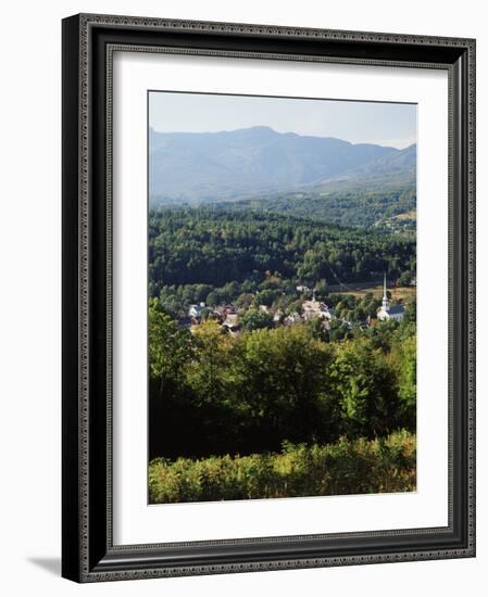 View of Town with Mountain, Stowe, Vermont, USA-Walter Bibikow-Framed Photographic Print