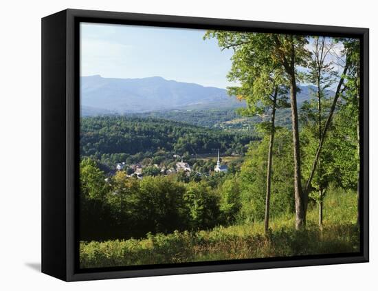 View of Town with Mountain, Vermont, USA-Walter Bibikow-Framed Premier Image Canvas