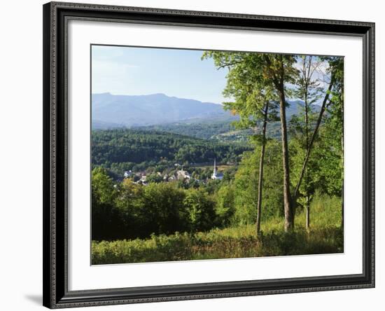 View of Town with Mountain, Vermont, USA-Walter Bibikow-Framed Photographic Print