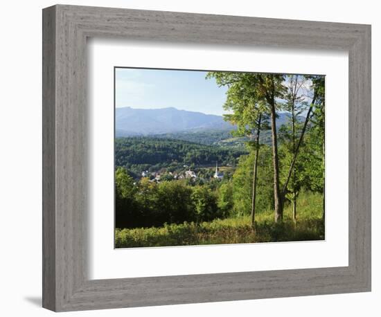 View of Town with Mountain, Vermont, USA-Walter Bibikow-Framed Photographic Print