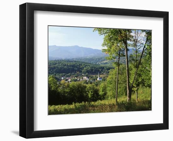 View of Town with Mountain, Vermont, USA-Walter Bibikow-Framed Photographic Print