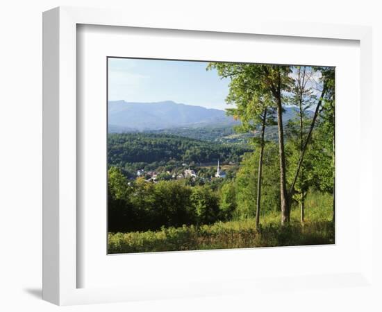 View of Town with Mountain, Vermont, USA-Walter Bibikow-Framed Photographic Print