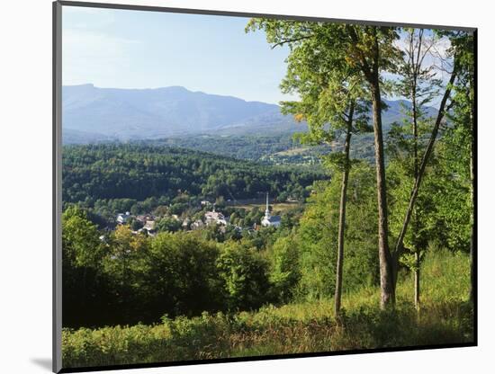 View of Town with Mountain, Vermont, USA-Walter Bibikow-Mounted Photographic Print