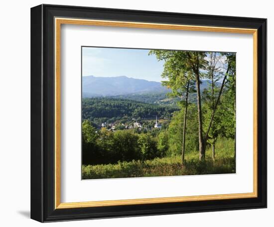 View of Town with Mountain, Vermont, USA-Walter Bibikow-Framed Photographic Print