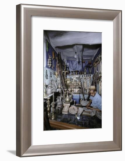 View of traders in an ancient market near San'a-Werner Forman-Framed Giclee Print