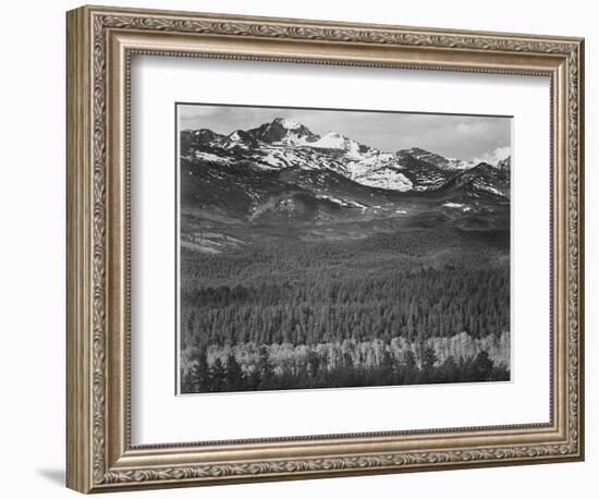 View Of Trees And Snow-Capped Mts "Long's Peak From Road Rocky Mountain NP" Colorado 1933-1942-Ansel Adams-Framed Art Print