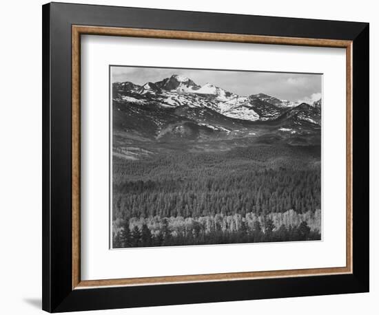 View Of Trees And Snow-Capped Mts "Long's Peak From Road Rocky Mountain NP" Colorado 1933-1942-Ansel Adams-Framed Art Print