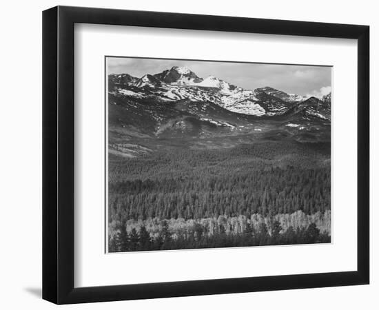 View Of Trees And Snow-Capped Mts "Long's Peak From Road Rocky Mountain NP" Colorado 1933-1942-Ansel Adams-Framed Art Print