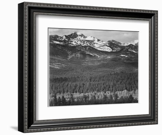 View Of Trees And Snow-Capped Mts "Long's Peak From Road Rocky Mountain NP" Colorado 1933-1942-Ansel Adams-Framed Art Print