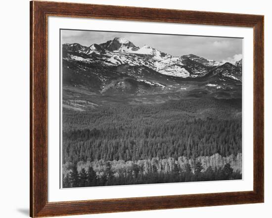 View Of Trees And Snow-Capped Mts "Long's Peak From Road Rocky Mountain NP" Colorado 1933-1942-Ansel Adams-Framed Premium Giclee Print