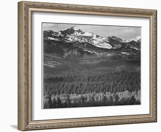 View Of Trees And Snow-Capped Mts "Long's Peak From Road Rocky Mountain NP" Colorado 1933-1942-Ansel Adams-Framed Art Print