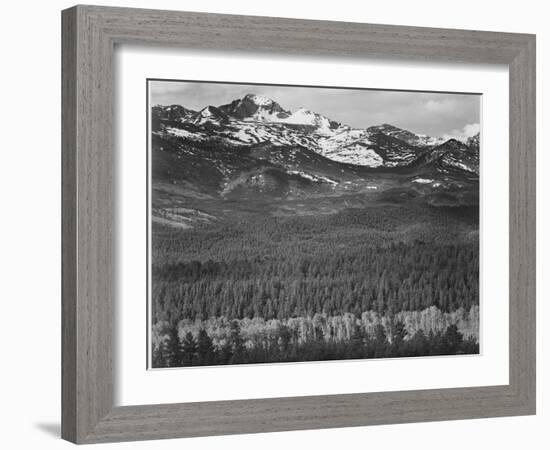 View Of Trees And Snow-Capped Mts "Long's Peak From Road Rocky Mountain NP" Colorado 1933-1942-Ansel Adams-Framed Art Print