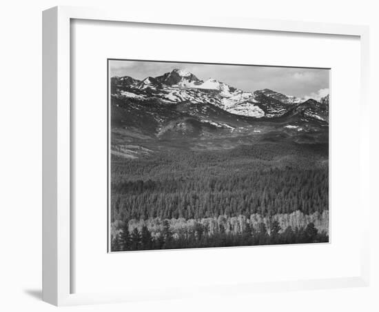 View Of Trees And Snow-Capped Mts "Long's Peak From Road Rocky Mountain NP" Colorado 1933-1942-Ansel Adams-Framed Art Print