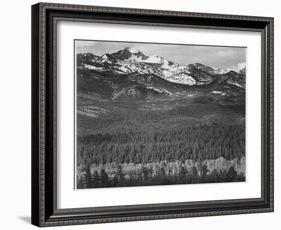 View Of Trees And Snow-Capped Mts "Long's Peak From Road Rocky Mountain NP" Colorado 1933-1942-Ansel Adams-Framed Art Print