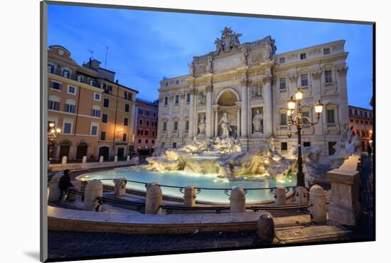 View of Trevi Fountain Illuminated by Street Lamps and the Lights of Dusk, Rome, Lazio-Roberto Moiola-Mounted Photographic Print