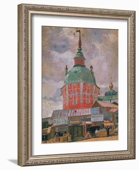 View of Trinity Lavra of St. Sergius, 1912 (Oil on Canvas)-Boris Mikhailovich Kustodiev-Framed Giclee Print