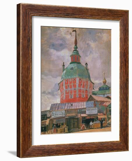View of Trinity Lavra of St. Sergius, 1912 (Oil on Canvas)-Boris Mikhailovich Kustodiev-Framed Giclee Print