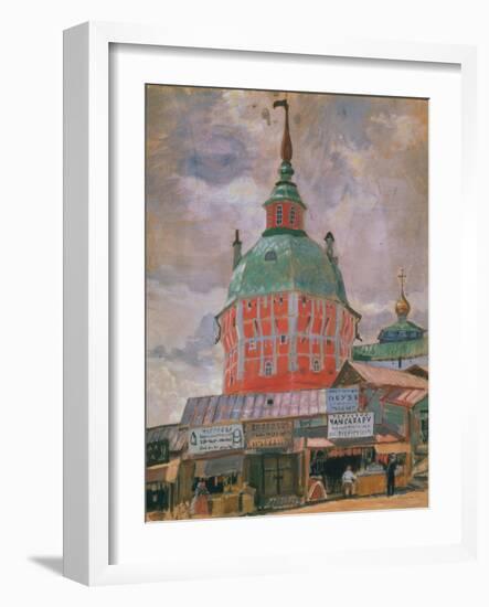 View of Trinity Lavra of St. Sergius, 1912 (Oil on Canvas)-Boris Mikhailovich Kustodiev-Framed Giclee Print