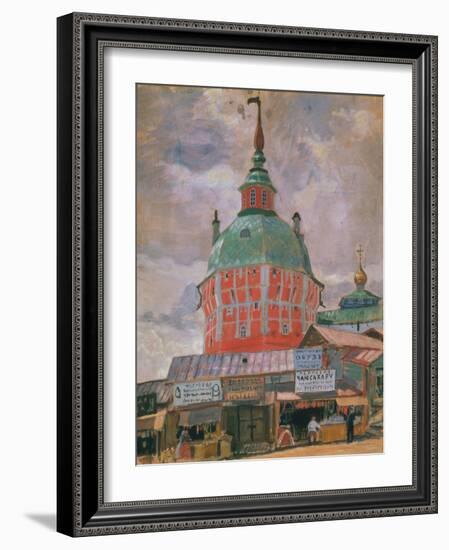 View of Trinity Lavra of St. Sergius, 1912 (Oil on Canvas)-Boris Mikhailovich Kustodiev-Framed Giclee Print