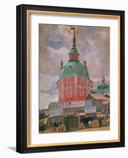 View of Trinity Lavra of St. Sergius, 1912 (Oil on Canvas)-Boris Mikhailovich Kustodiev-Framed Giclee Print