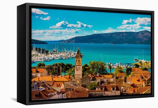 View of Trogir, UNESCO World Heritage Site, Croatia, Europe-Laura Grier-Framed Premier Image Canvas