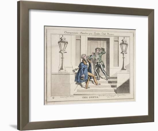 View of Two Drunken Revellers on the Steps of Crockford's Club, London, 1829-John Phillips-Framed Giclee Print